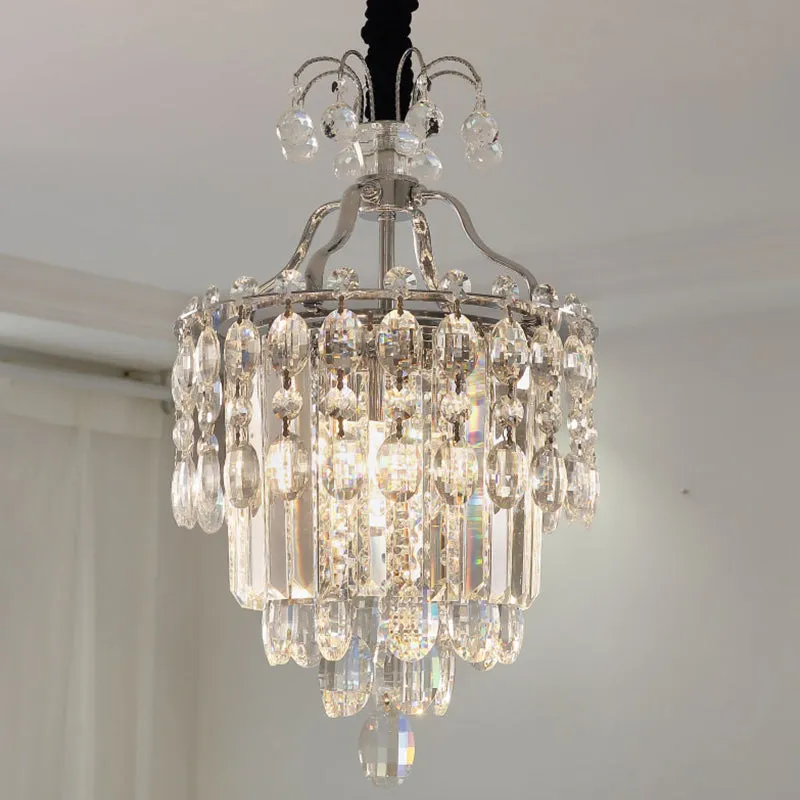 Gefacetteerde geslepen kristallen chroom hanglamp gelaagde 3 lampen moderne kroonluchter hanglamp Clearhalo