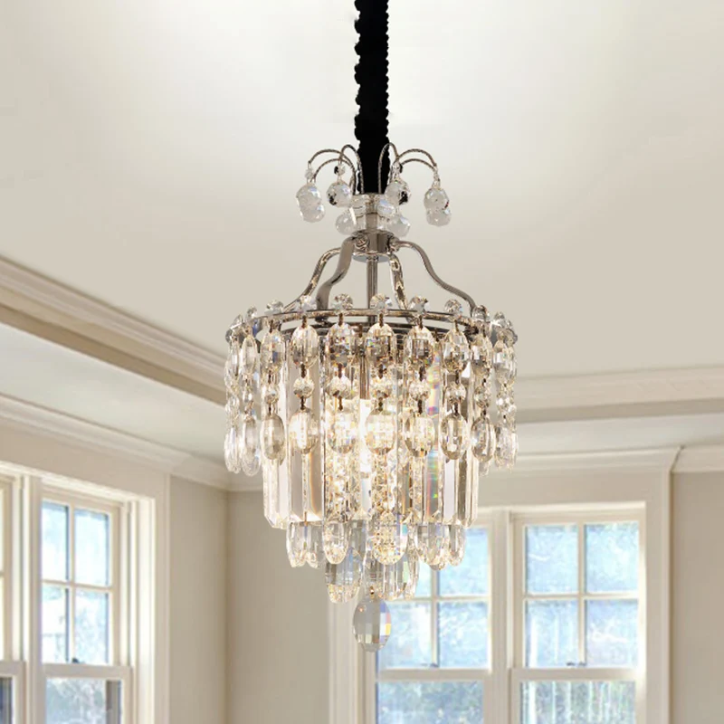 Gefacetteerde geslepen kristallen chroom hanglamp gelaagde 3 lampen moderne kroonluchter hanglamp Clearhalo