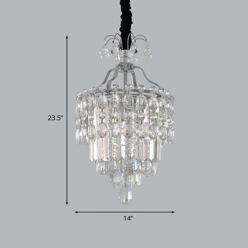 Gefacetteerde geslepen kristallen chroom hanglamp gelaagde 3 lampen moderne kroonluchter hanglamp Clearhalo