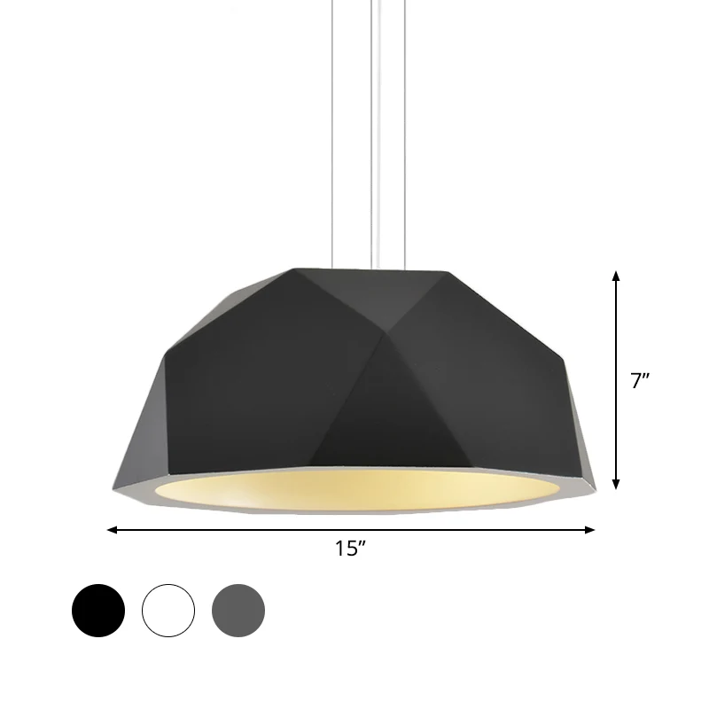 Gefacetteerde halfronde hanglamp, eenvoudige hars-hanglampset voor een enkele logeerkamer zwart/grijs Clearhalo