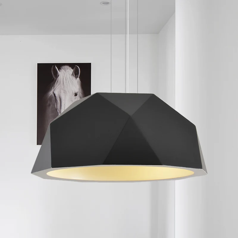 Gefacetteerde halfronde hanglamp, eenvoudige hars-hanglampset voor een enkele logeerkamer zwart/grijs Clearhalo