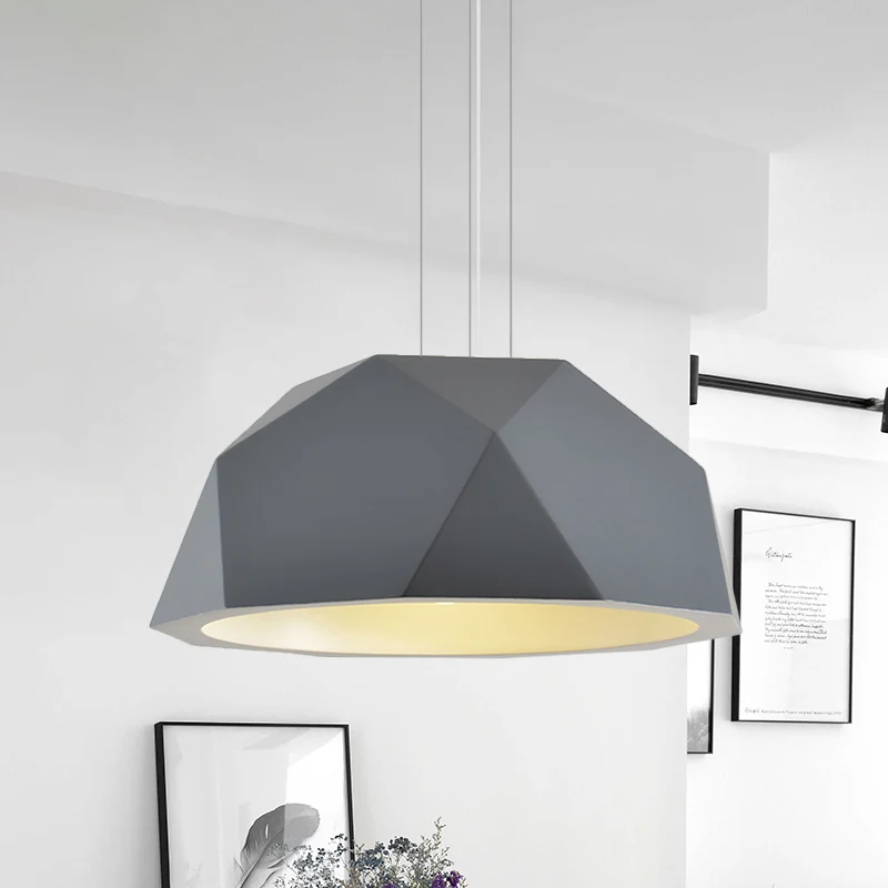 Gefacetteerde halfronde hanglamp, eenvoudige hars-hanglampset voor een enkele logeerkamer zwart/grijs Clearhalo