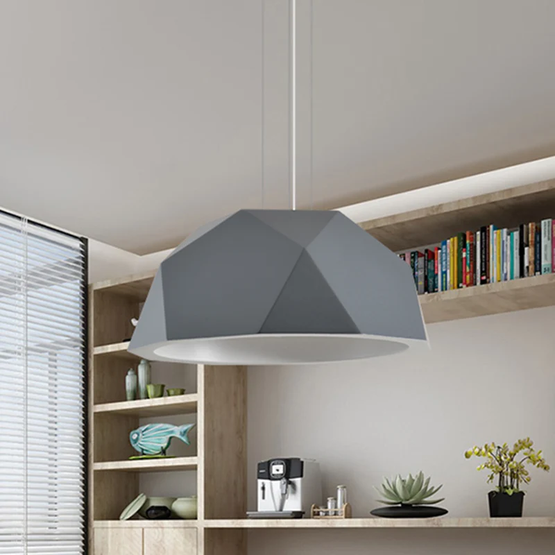 Gefacetteerde halfronde hanglamp, eenvoudige hars-hanglampset voor een enkele logeerkamer zwart/grijs Clearhalo