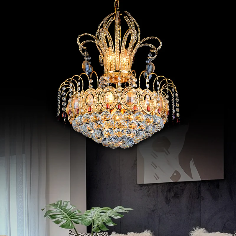 Gefacetteerde kristallen bol mand kroonluchter licht eigentijds multi-licht goud hanglamp voor eetkamer, 16"/19,5" breed C...