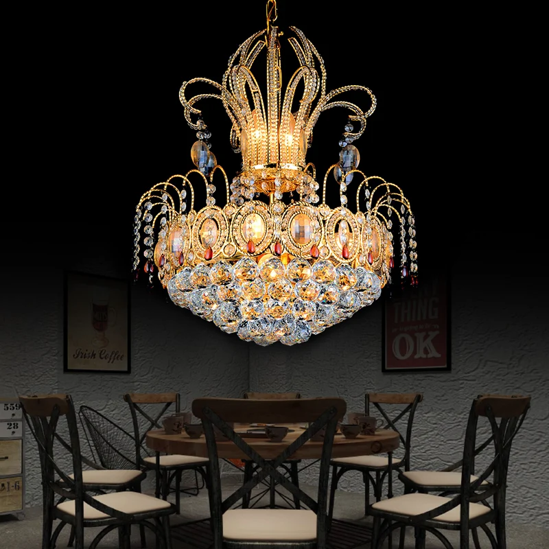 Gefacetteerde kristallen bol mand kroonluchter licht eigentijds multi-licht goud hanglamp voor eetkamer, 16"/19,5" breed C...