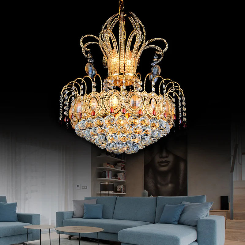 Gefacetteerde kristallen bol mand kroonluchter licht eigentijds multi-licht goud hanglamp voor eetkamer, 16"/19,5" breed C...