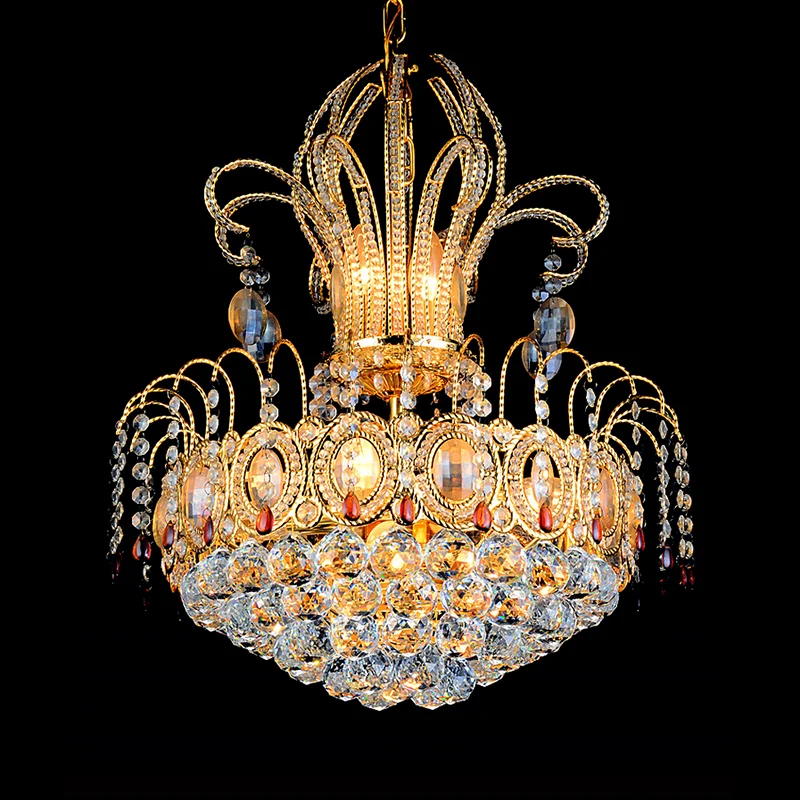 Gefacetteerde kristallen bol mand kroonluchter licht eigentijds multi-licht goud hanglamp voor eetkamer, 16"/19,5" breed C...