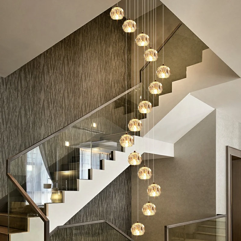 Gefacetteerde kristallen bol plafondlamp Minimalistische gouden cluster hanglamp voor trappen Clearhalo