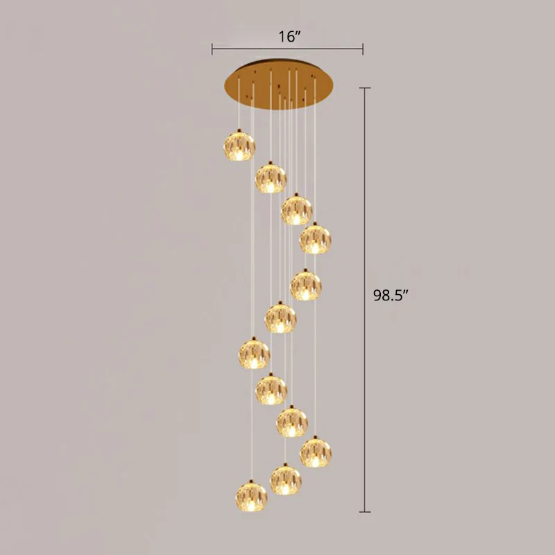 Gefacetteerde kristallen bol plafondlamp Minimalistische gouden cluster hanglamp voor trappen Clearhalo