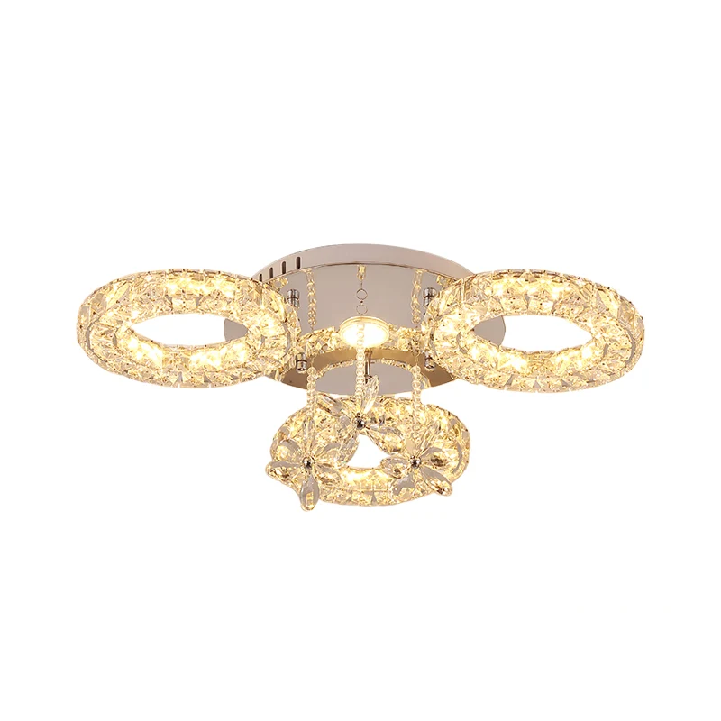 Gefacetteerde kristallen chroom semi-gemonteerde verlichting 3/6-ronde LED minimaal dicht bij plafondlamp Clearhalo