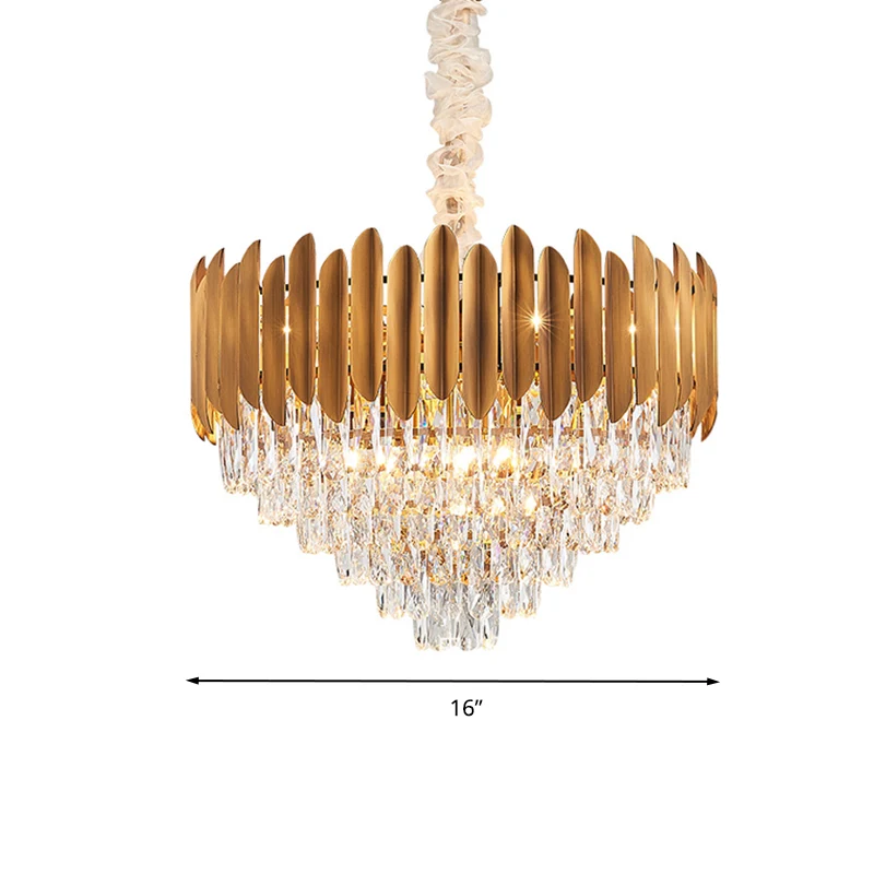 Gefacetteerde kristallen kegel kroonluchter hanglamp postmodern 6/10 hoofden 16 "/19,5" breed messing hangend lichtpunt Cl...