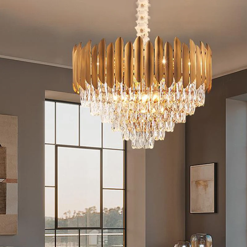 Gefacetteerde kristallen kegel kroonluchter hanglamp postmodern 6/10 hoofden 16 "/19,5" breed messing hangend lichtpunt Cl...