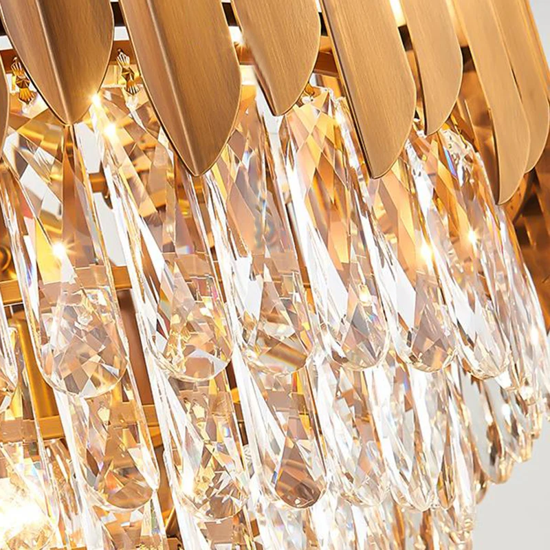 Gefacetteerde kristallen kegel kroonluchter hanglamp postmodern 6/10 hoofden 16 "/19,5" breed messing hangend lichtpunt Cl...