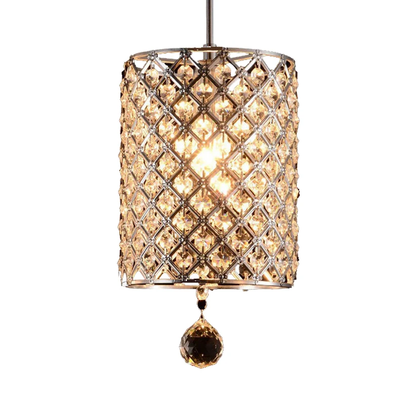 Gefacetteerde kristallen kruisbloem cilindrische hangende hanger Moderne woonkamerplafondlamp met 1 kop zilver Clearhalo