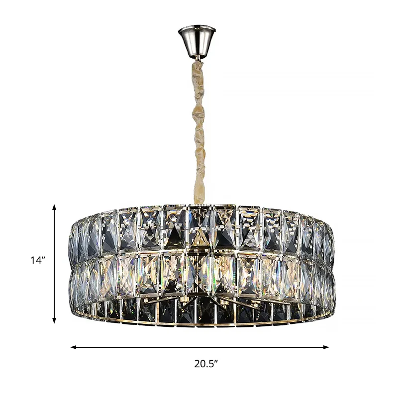 Gefacetteerde kristallen trommelkroonluchter licht postmodern 8 lichts goud hangend plafondlicht Clearhalo