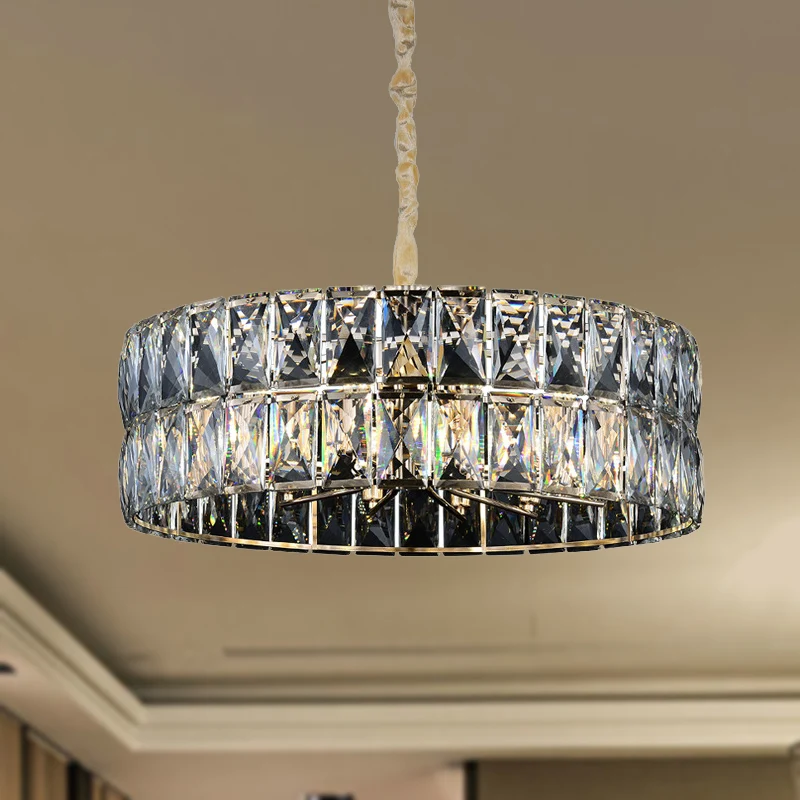Gefacetteerde kristallen trommelkroonluchter licht postmodern 8 lichts goud hangend plafondlicht Clearhalo