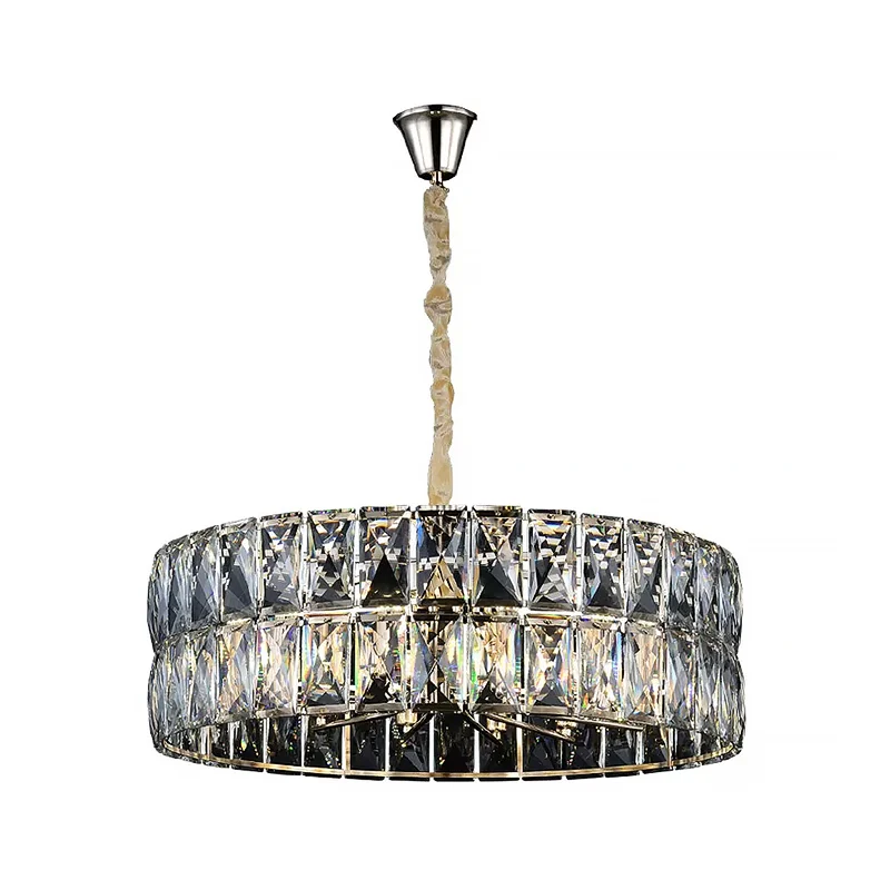 Gefacetteerde kristallen trommelkroonluchter licht postmodern 8 lichts goud hangend plafondlicht Clearhalo