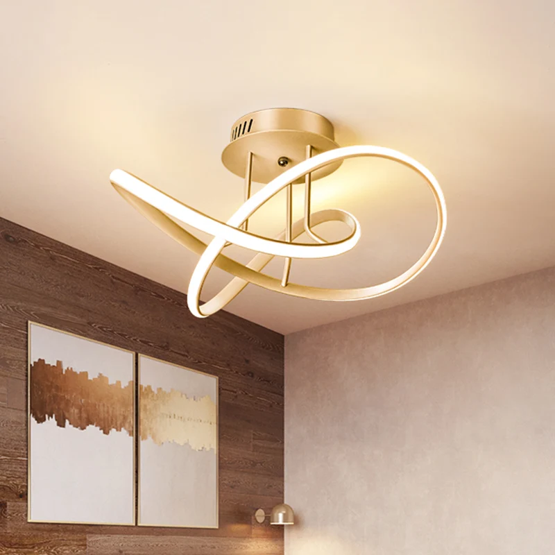 Geknoopt plafondgemonteerd armatuur modernisme metalen slaapkamer LED semi-inbouwlamp goud Clearhalo