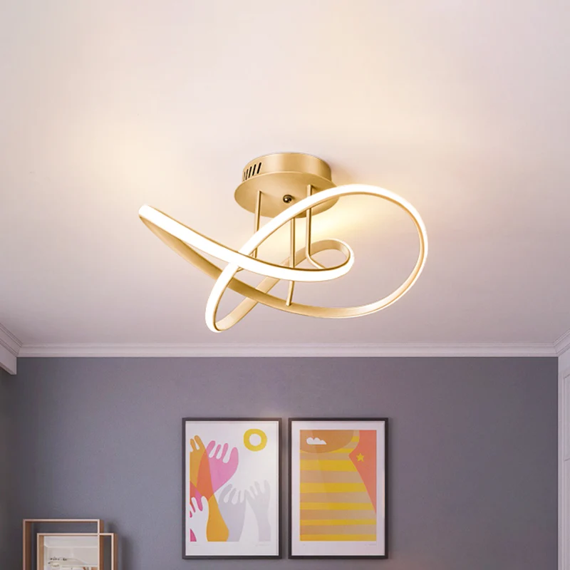 Geknoopt plafondgemonteerd armatuur modernisme metalen slaapkamer LED semi-inbouwlamp goud Clearhalo
