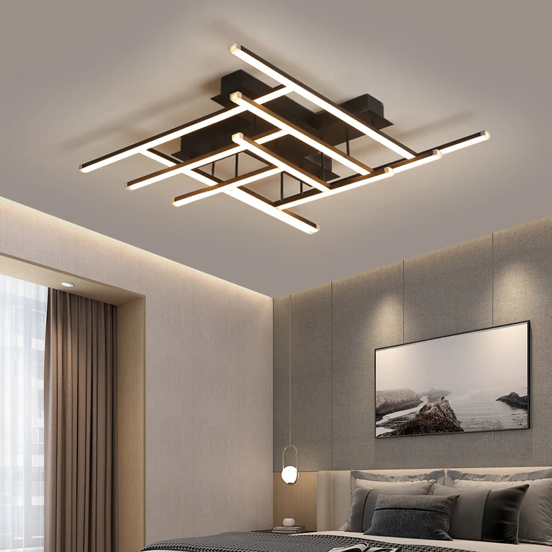 Gekruiste LED semi-inbouw plafondlamp Minimalistische acryl inbouwverlichting zwart Clearhalo
