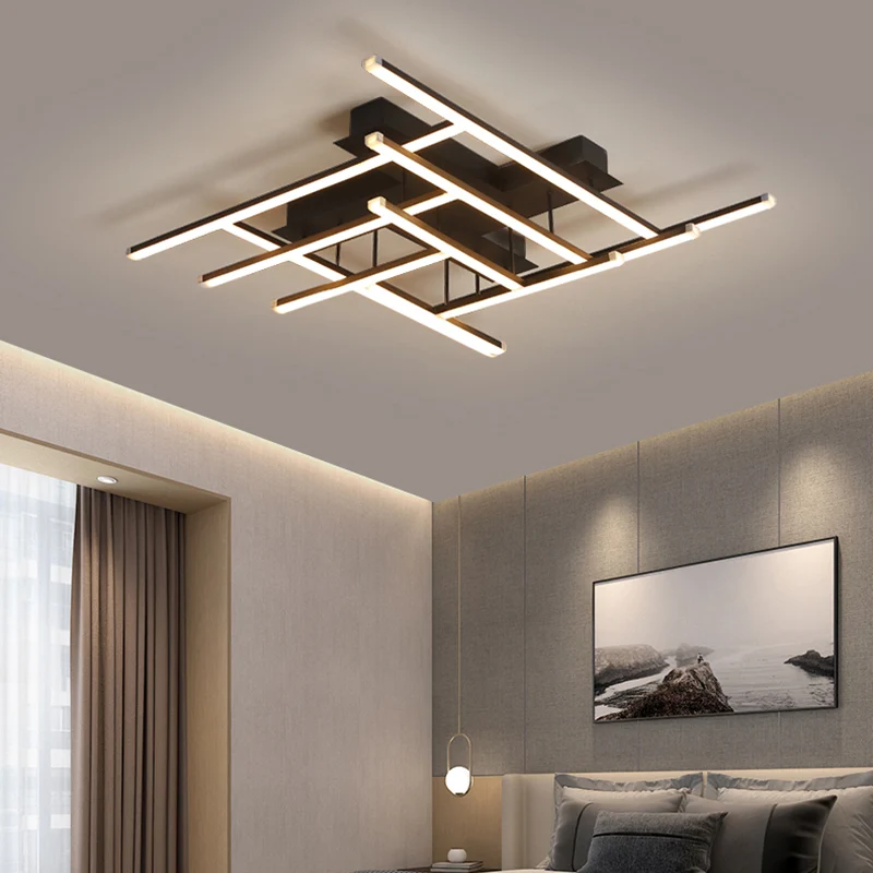 Gekruiste LED semi-inbouw plafondlamp Minimalistische acryl inbouwverlichting zwart Clearhalo