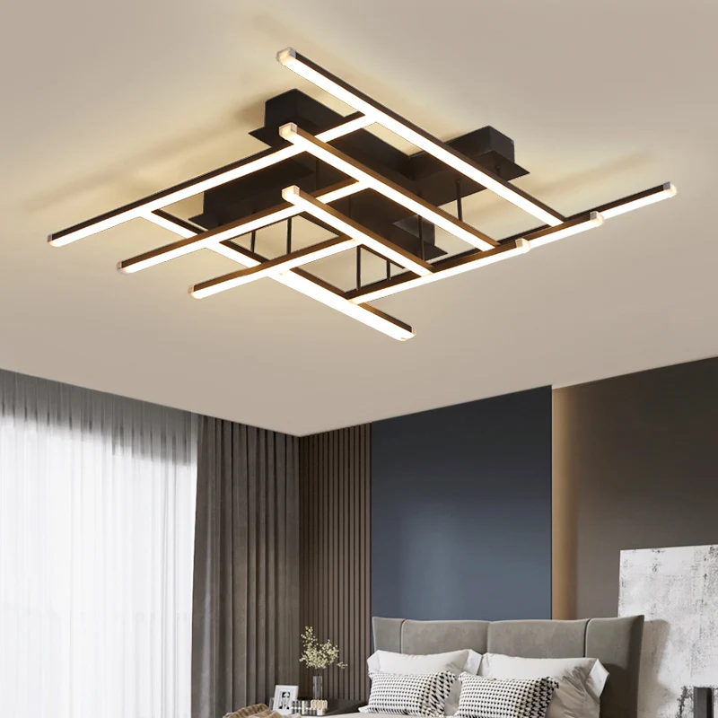 Gekruiste LED semi-inbouw plafondlamp Minimalistische acryl inbouwverlichting zwart Clearhalo