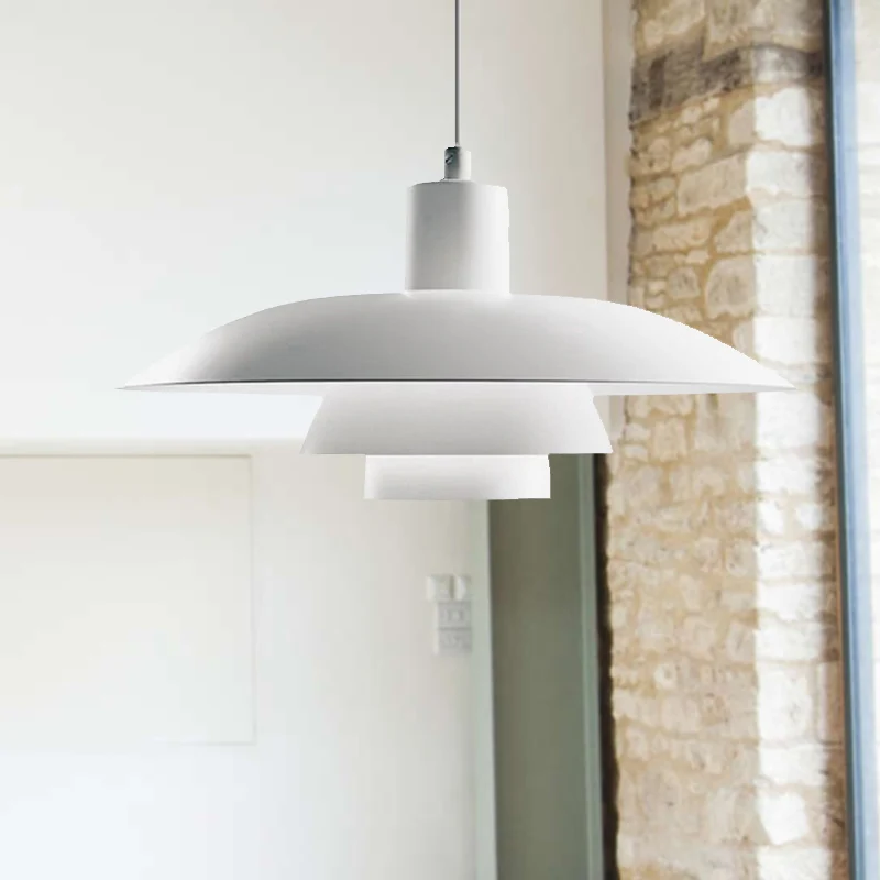 Gelaagde design plafondhanglamp Scandinavisch metaal 1-kops roze/wit hangende verlichting met uitlopende kap voor woonkame...