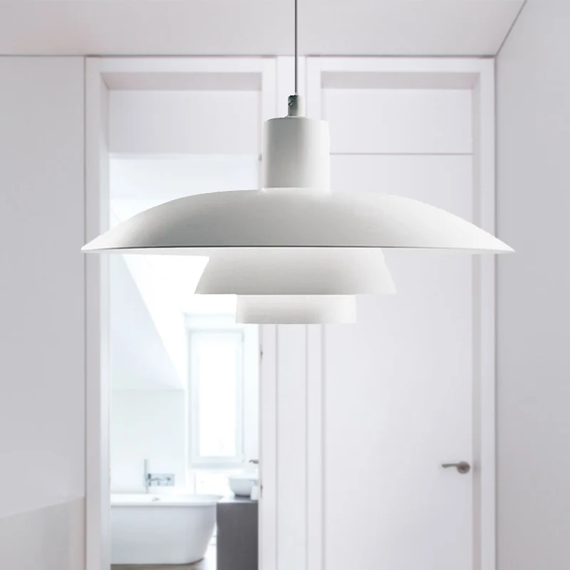 Gelaagde design plafondhanglamp Scandinavisch metaal 1-kops roze/wit hangende verlichting met uitlopende kap voor woonkame...