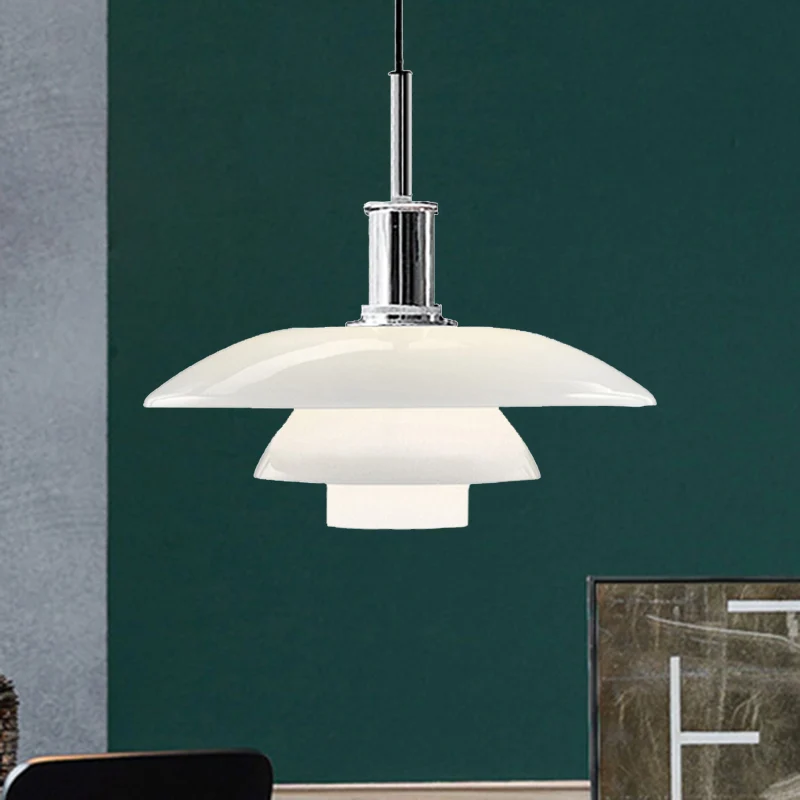 Gelaagde hangende lamp Scandinavische stijl metallic 1-kops woonkamer hanglamp zwart/zilver Clearhalo