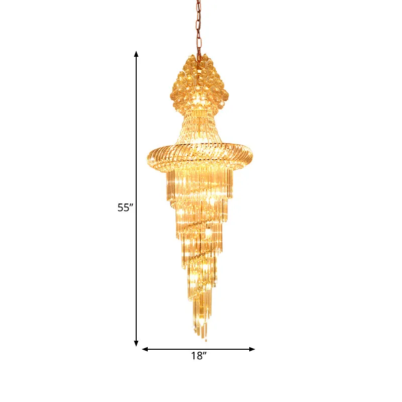 Gelaagde kegelvormige plafondkroonluchter Moderne kristallen 14-kops gouden hangende plafondlamp Clearhalo