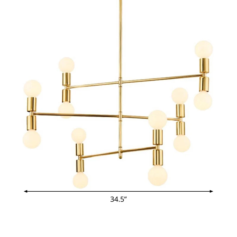 Gelaagde metalen hangende plafondlamp moderne 12-lichts zwart/gouden kroonluchterlamp voor woonkamer Clearhalo