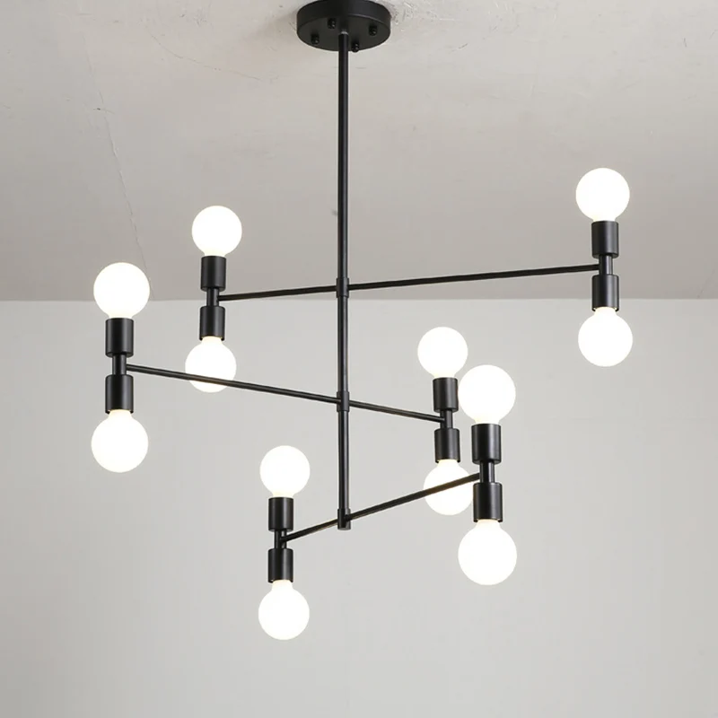 Gelaagde metalen hangende plafondlamp moderne 12-lichts zwart/gouden kroonluchterlamp voor woonkamer Clearhalo