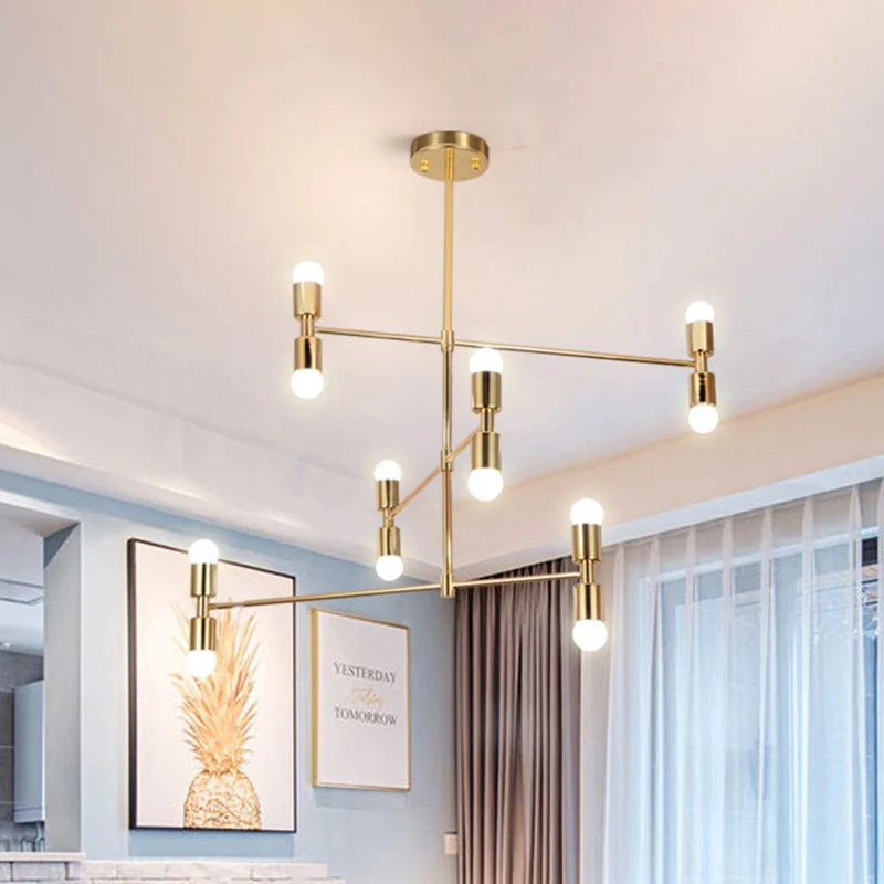 Gelaagde metalen hangende plafondlamp moderne 12-lichts zwart/gouden kroonluchterlamp voor woonkamer Clearhalo