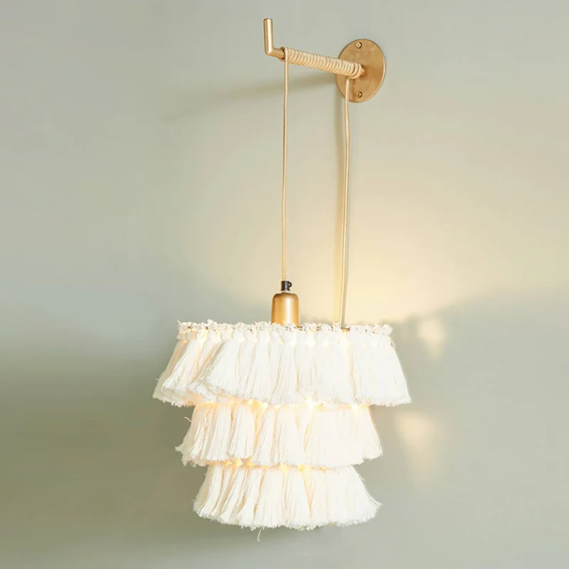 Gelaagde ronde kwast wandmontage verlichting Retro hangende hanglamp voor een slaapkamer Clearhalo