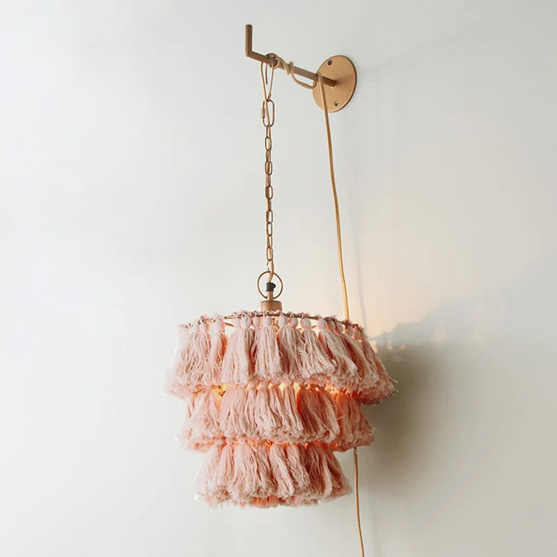 Gelaagde ronde kwast wandmontage verlichting Retro hangende hanglamp voor een slaapkamer Clearhalo