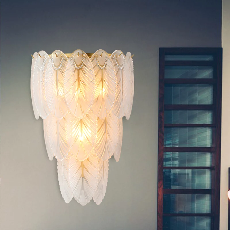 Gelaagde wandlamp postmodern wit prismatisch glas 2/3 lampen gang schanslicht Clearhalo