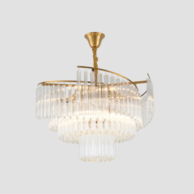 Gelaagde woonkamer plafondverlichting Helder kristallen postmoderne kroonluchterlamp goud Clearhalo