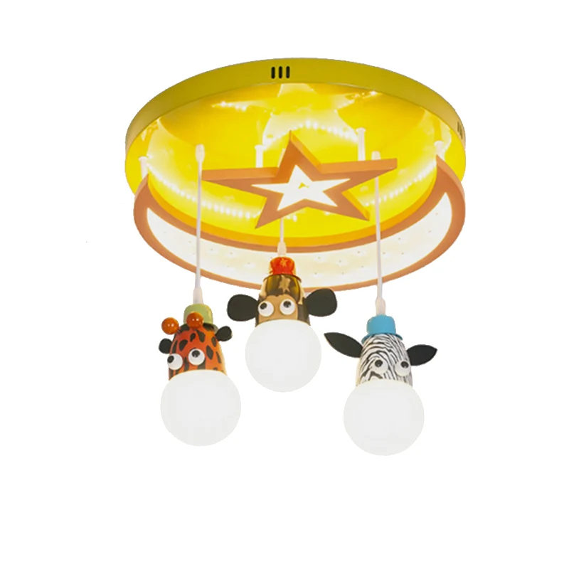 Gele Ster Maan Semi-plafondlamp Dierlijk Acryl Metaal Inbouwlamp voor kinderslaapkamer Clearhalo