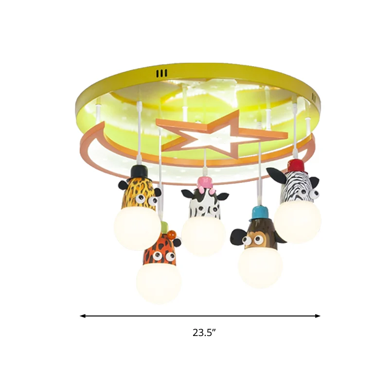 Gele Ster Maan Semi-plafondlamp Dierlijk Acryl Metaal Inbouwlamp voor kinderslaapkamer Clearhalo