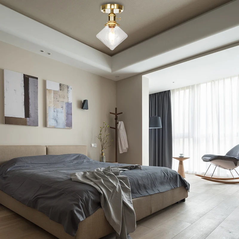 Gem Shade Woonkamer Semi-Flush Industrieel Prismatisch Glas Eén Licht Helder/Amber Lamping Clearhalo