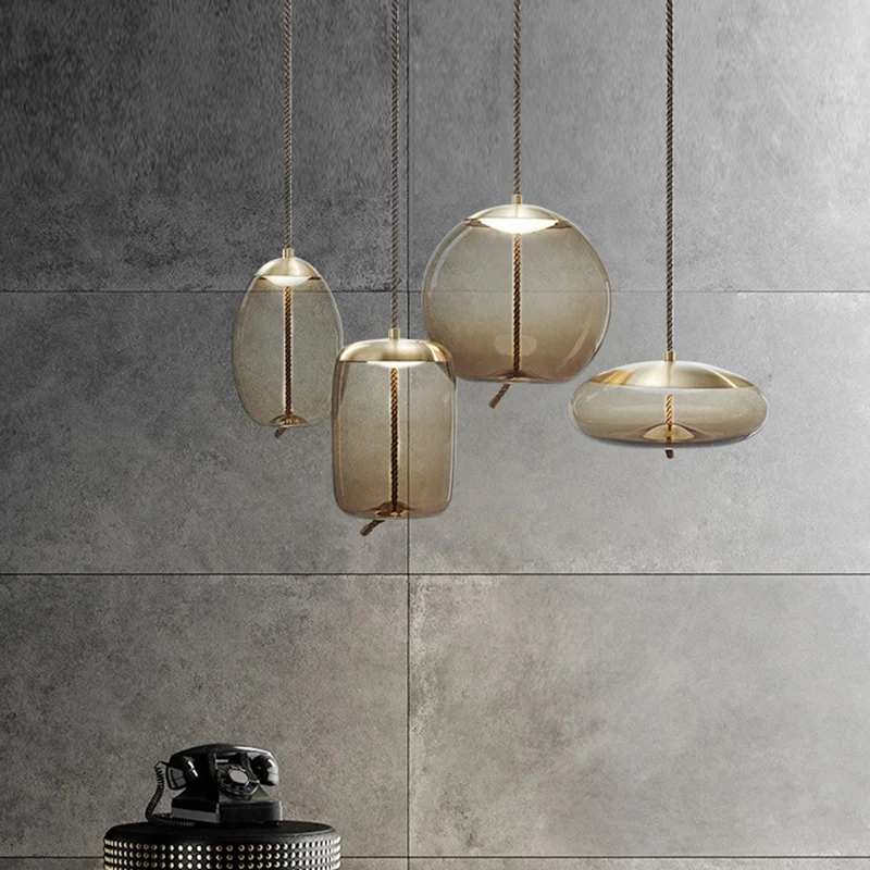Geometrie Amberkleurige glazen hanglamp Eigentijds 1-lichts hanglamp voor eetkamer Clearhalo