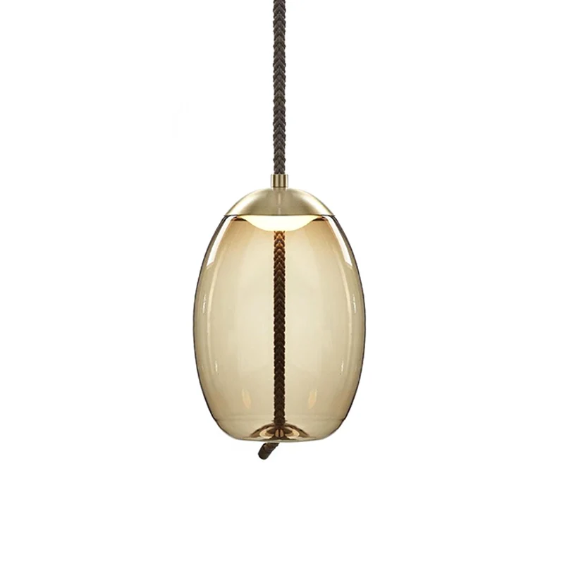 Geometrie Amberkleurige glazen hanglamp Eigentijds 1-lichts hanglamp voor eetkamer Clearhalo