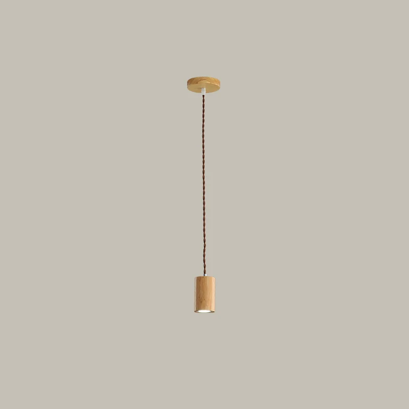 Geometrisch gevormde plafondhanger Eenvoudige houten LED-keukenophanglamp beige Clearhalo
