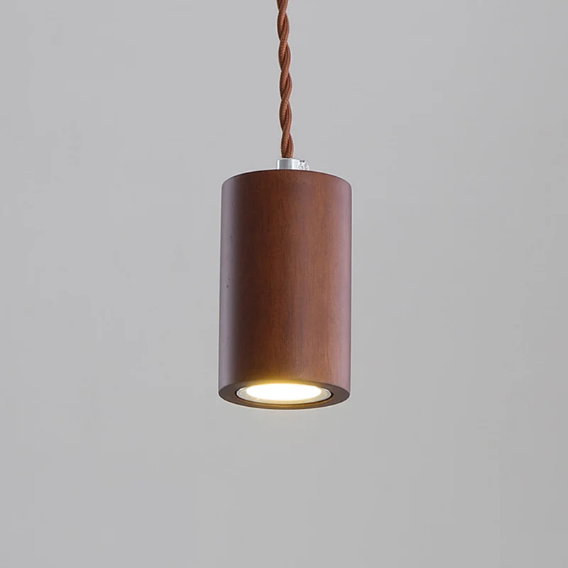 Geometrisch gevormde plafondhanger Eenvoudige houten LED-keukenophanglamp beige Clearhalo