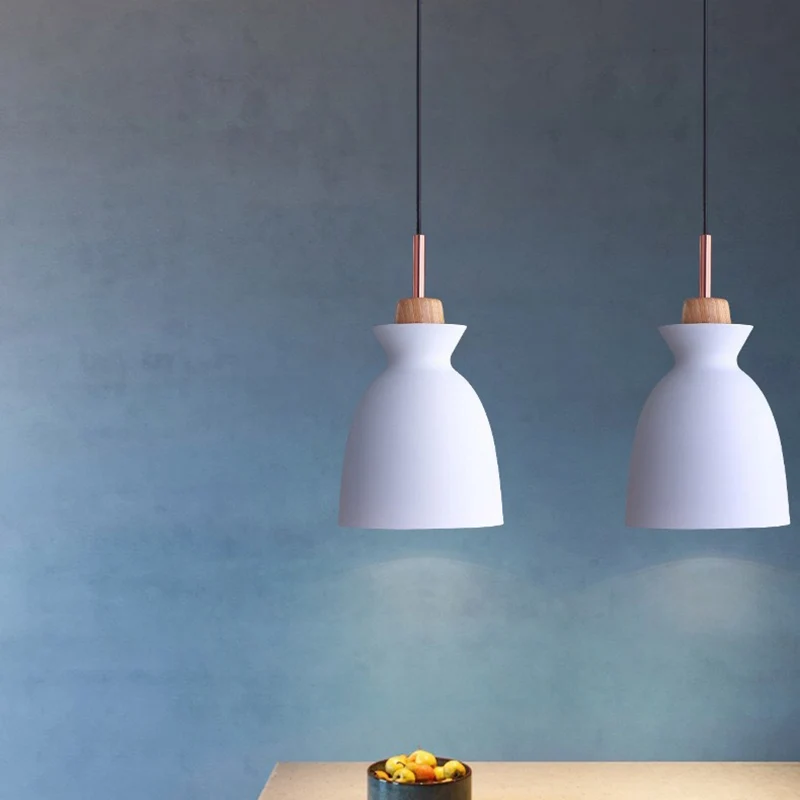 Geometrische eetkamer hanglamp Metaal 1-lichts eigentijdse plafondophanglamp met houten blad Clearhalo