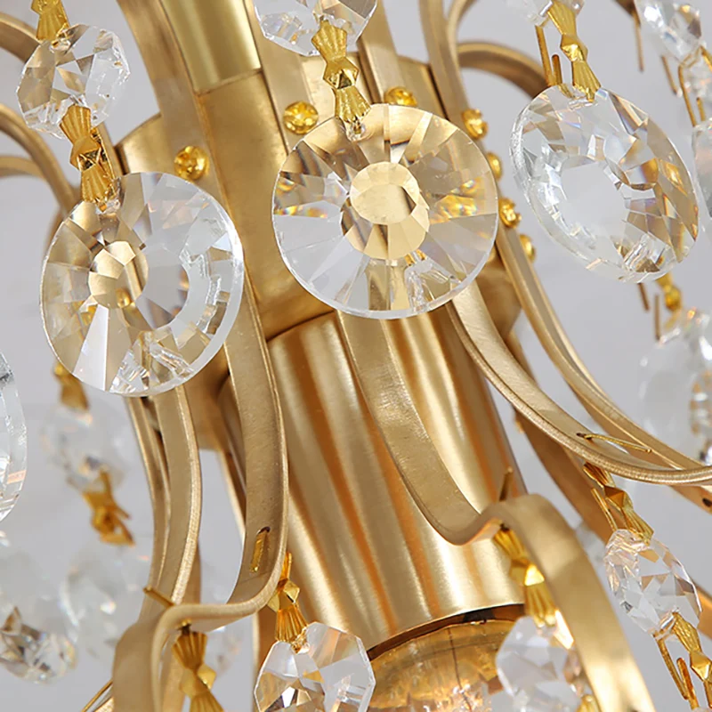 Geometrische halfverzonken plafondlamp met koperen afwerking, eigentijds metaal en kristal, 1-lichts plafondlamp Clearhalo