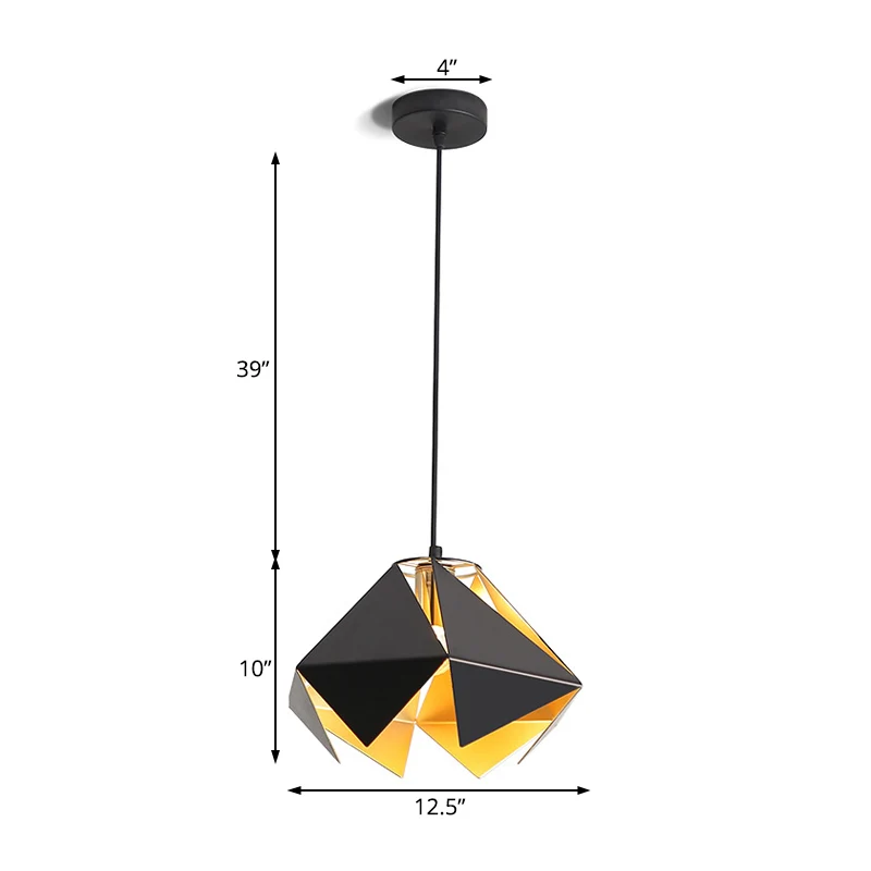 Geometrische hangende plafondlamp modern glas 1 licht zwart plafondlamp voor eetkamer, 8,5"/12,5" breed Clearhalo