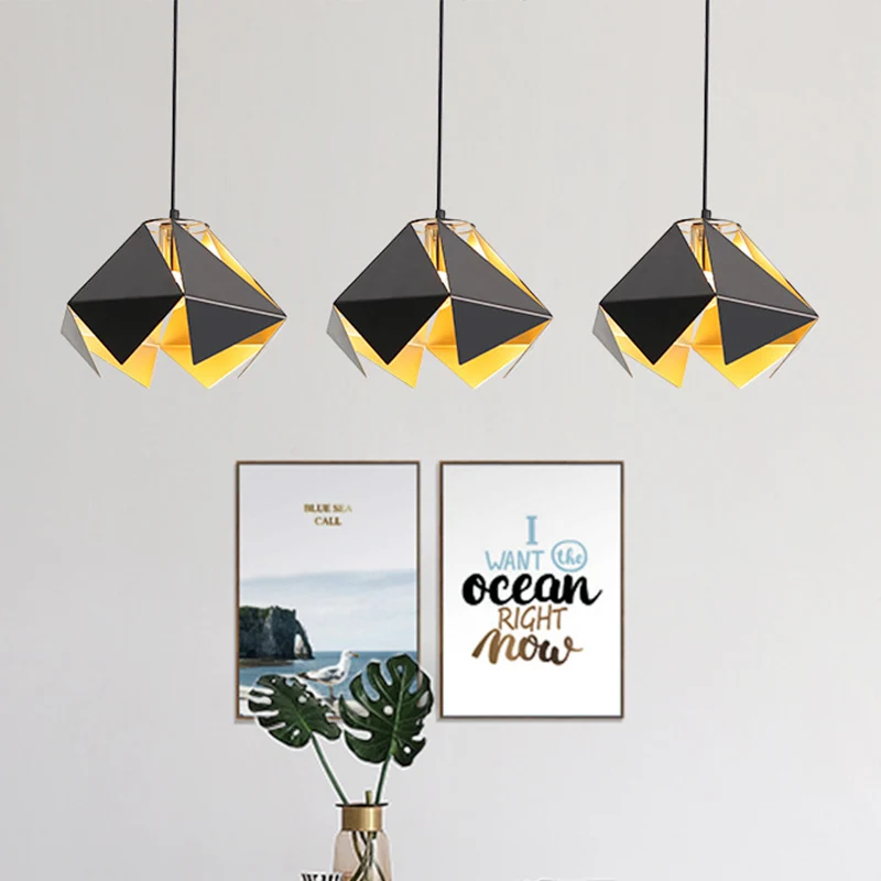 Geometrische hangende plafondlamp modern glas 1 licht zwart plafondlamp voor eetkamer, 8,5"/12,5" breed Clearhalo