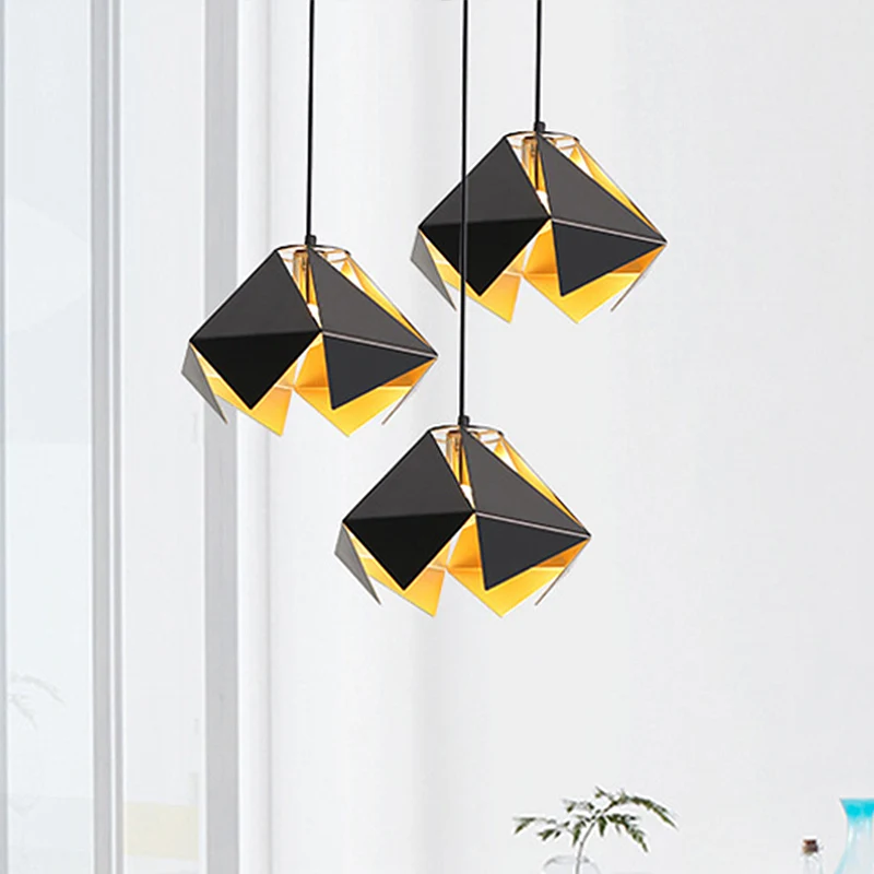 Geometrische hangende plafondlamp modern glas 1 licht zwart plafondlamp voor eetkamer, 8,5"/12,5" breed Clearhalo