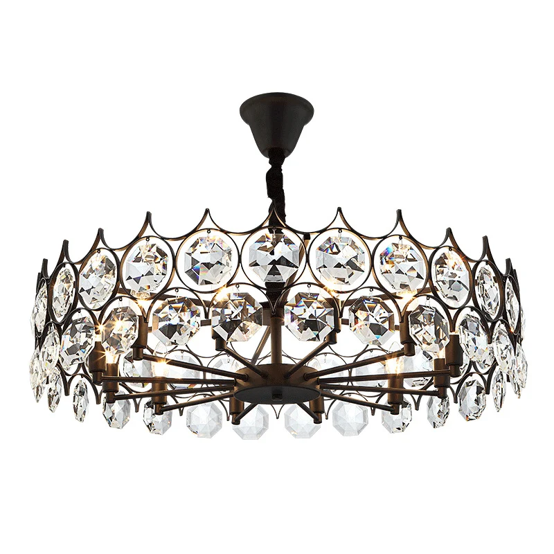 Geometrische hanglamp woonkamerkroonluchter afgeschuinde kristallen postmoderne hanglamp zwart Clearhalo